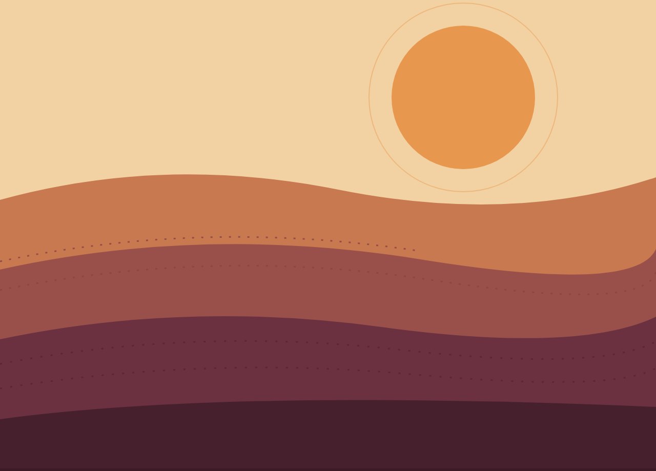 A stylized sun setting over the layered hills of Napa Valley